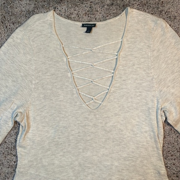 Torrid Lattice Sweater Knit Dress Oatmeal Size 1 - Picture 2 of 7